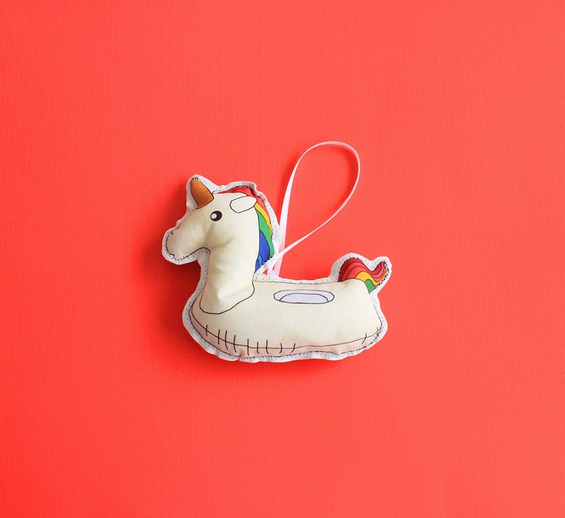 Rainbow Unicorn pool float ornament: tree ornament Unicorn Christmas decoration image 3