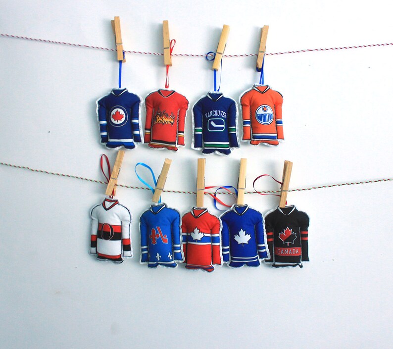 Hockey Ornaments Set of 4 Canadian hockey jersey ornaments Etsy