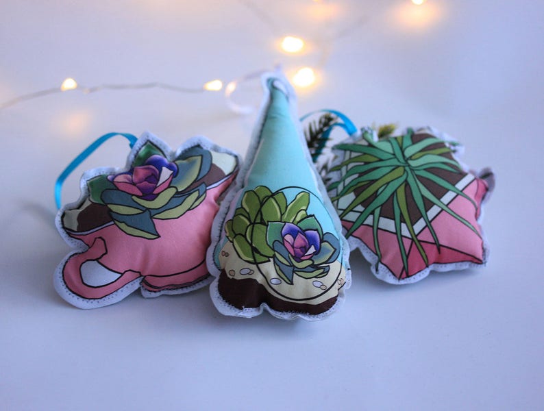 Terrariums Christmas ornaments: planters tree decorations plant ornament set image 5