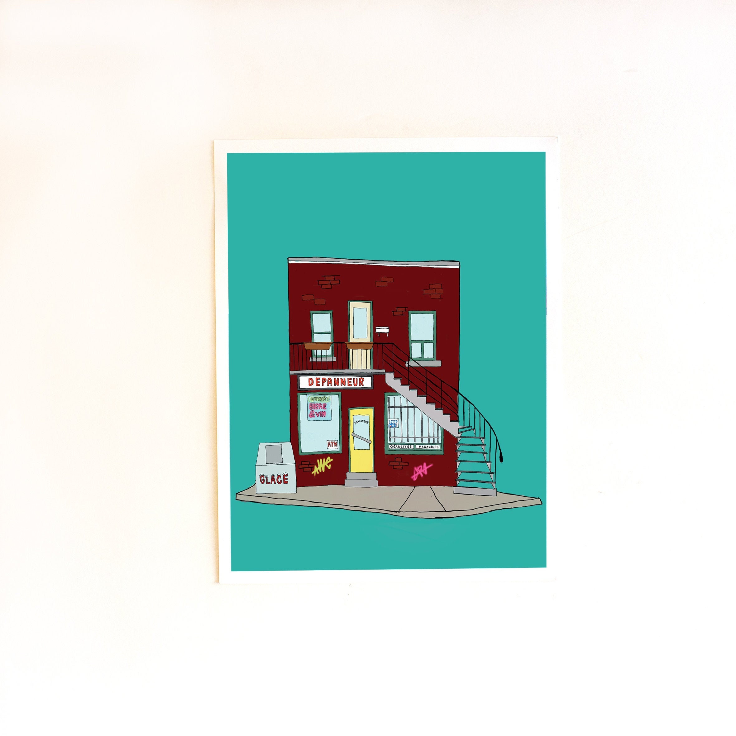 Dépanneur Art Print. Illustrated Wall Decor, Size 8 X 11 Inches