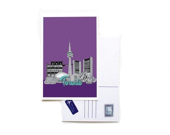 Cartolina in bianco e nero del paesaggio urbano di Toronto