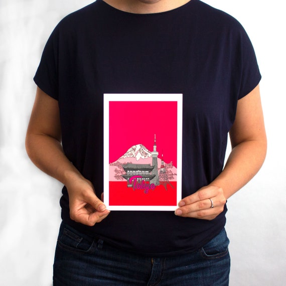 Tokyo Art print. Illustrated japanese print,  A5 9X6 inch