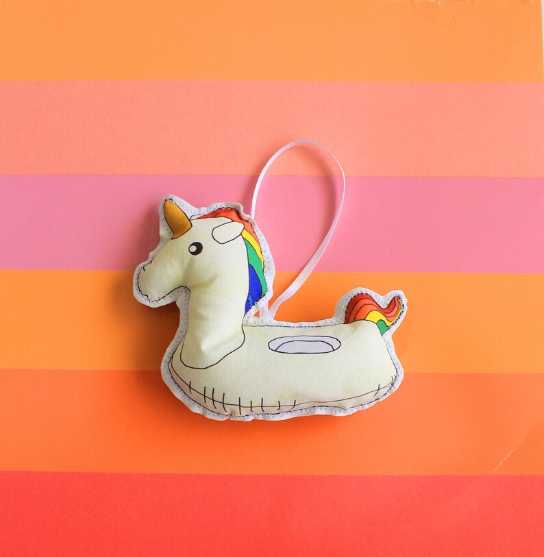 Rainbow Unicorn pool float ornament: tree ornament Unicorn Christmas decoration image 2