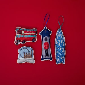 London tree decorations, set of 4 ornaments: Christmas Ornaments-United Kingdom