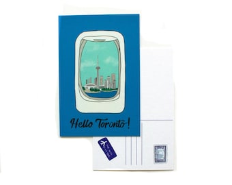 Toroto Reise Postkarte, Postkarte, Blick aus dem Flugzeug, kleiner Druck