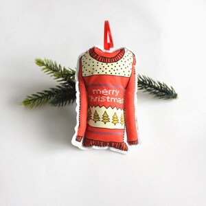 Mini Christmas sweater Set of 4 mini ugly sweater ornaments Christmas decoration-hostess gift under 40 image 2