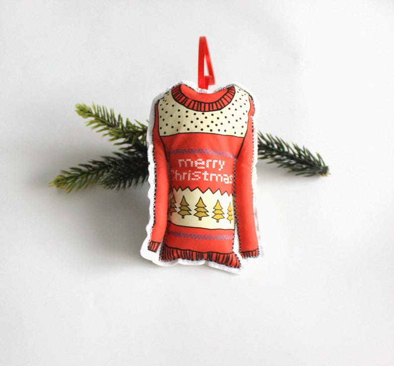Mini Christmas sweater Set of 4 mini ugly sweater ornaments Christmas decoration-hostess gift under 40 image 2