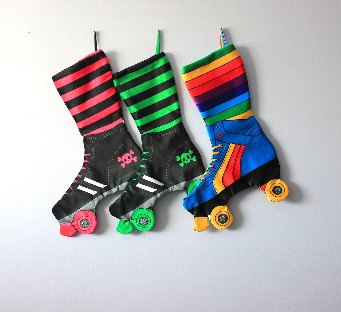 Rainbow Skate Christmas Stocking Roller Derby Skate Stocking Etsy