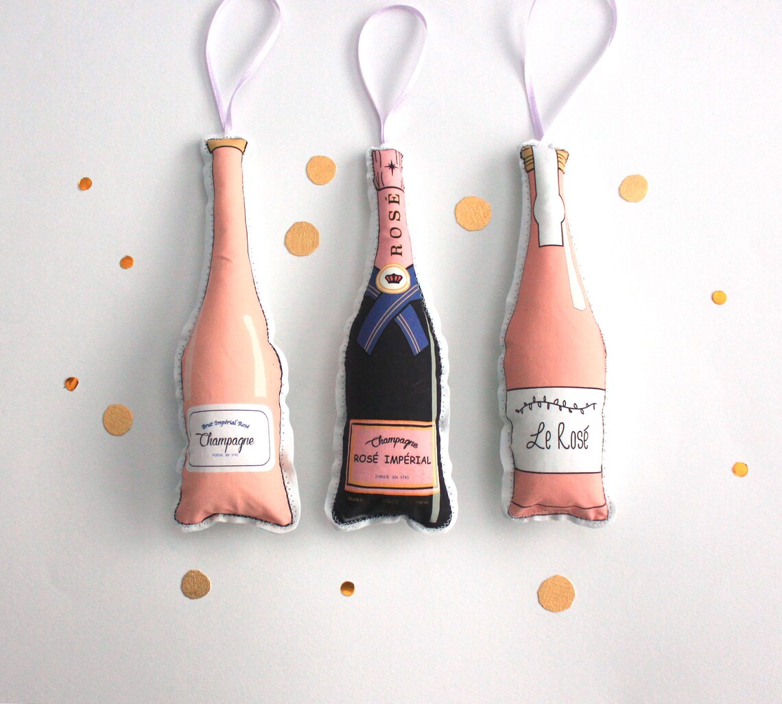 Rosé Wine Bottle Ornament Holiday Ornament Etsy Canada
