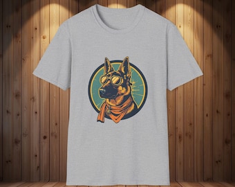 T-shirt Duitse herder, retro T-shirt vliegeniershond