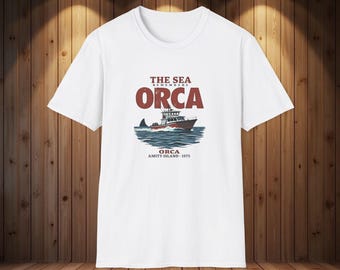 T-shirt Amity Island orca, geïnspireerd op Jaws-film, haaienaanval 1975
