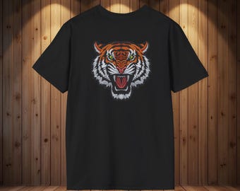 T-shirt met geborduurde tijgerkop, streetwear-shirt met print