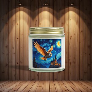Wizard School Candle, Magic School Candle, Home Decor, Gift for Owl Lovers, Wizard School Gift