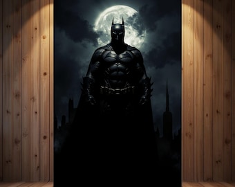 Póster de Shadow Knight, arte de fantasía oscura, lámina de paisaje urbano a la luz de la luna.