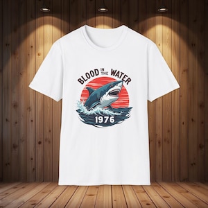 T-shirt Jaws Amity Island - T-shirt Amity Island, zomert-shirt, shirt Shark Attack-stijl 1976, badmode, retro zomert-shirt
