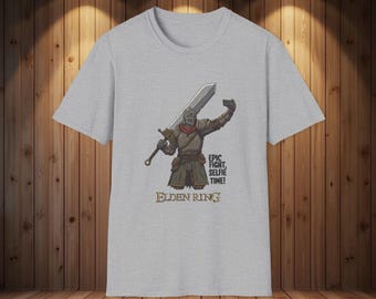 Elden Ring-T-shirt, grappig meme-shirt voor selfie-ridder, soulslike gamingkleding