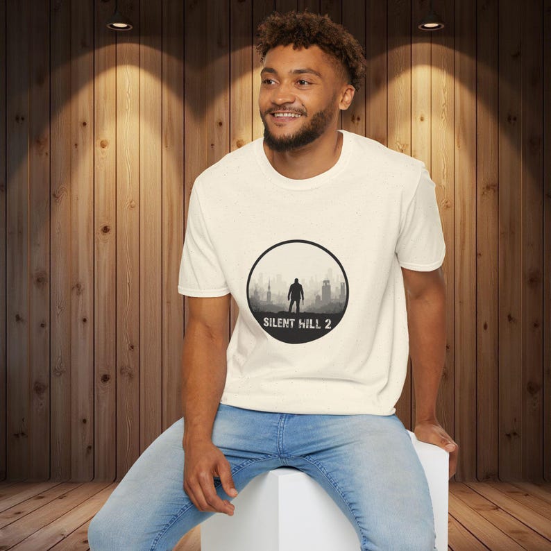 T-shirt Silent Hill 2, emblème d'horreur minimaliste, conception de silhouette de brouillard, t-shirt de jeu image 16