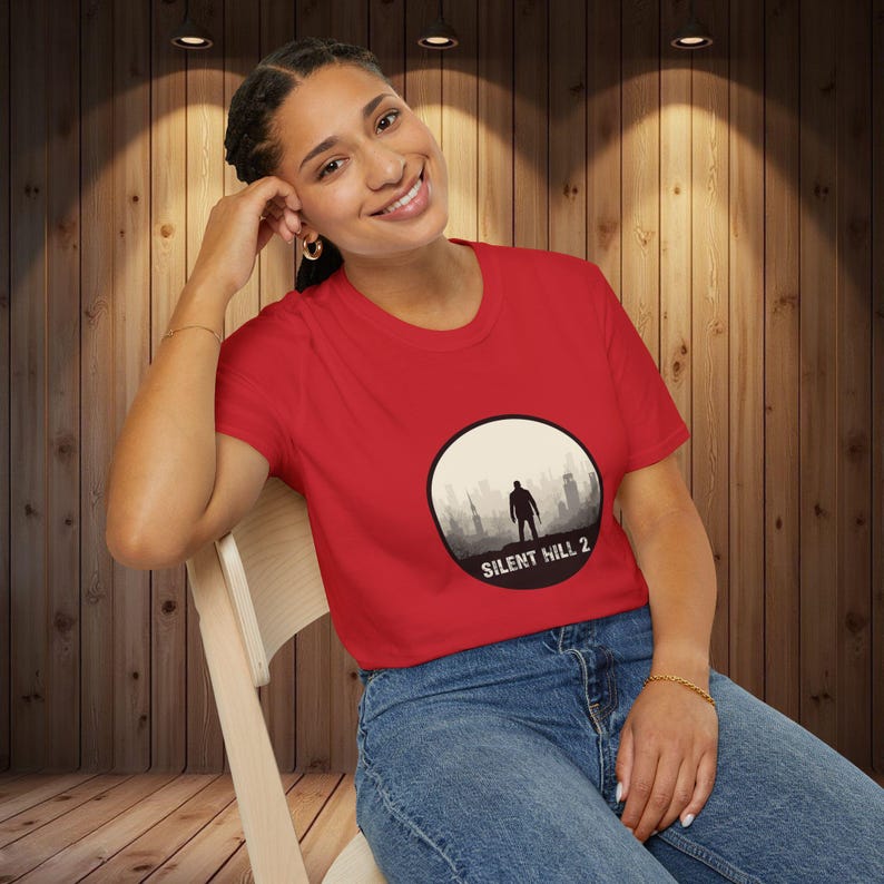 T-shirt Silent Hill 2, emblème d'horreur minimaliste, conception de silhouette de brouillard, t-shirt de jeu image 12