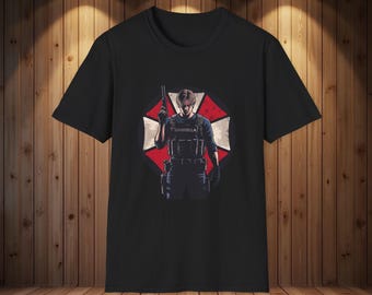 Leon Kennedy Resident Evil T-shirt | Paraplu Corp-afbeelding