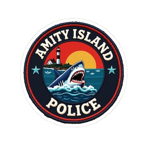 Amity Island Police Stickers , Amity Police Sticker, Shark Attack Sticker, Great for Laptops, Notebooks, Water Bottles,