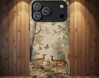 Funda para teléfono con tapiz vintage de verdor, arte del jardín botánico francés