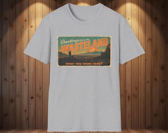 T-shirt met briefkaart Wasteland | Retro apocalyptisch T-shirt met print