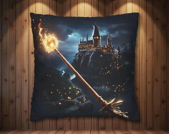 Cojín Castillo Mágico de Invierno, Decoración de Escuela de Magia, Detalle Fantástico para el Hogar