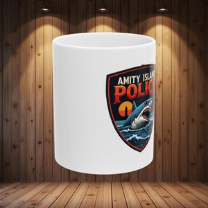 Amity Police Coffee Mug, Film Gifts, Jaws Movie Coffee Mug,Fanart Gift, Office Cup