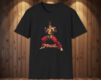 Camiseta de Paul de Tekken, diseño de fan del clásico juego de lucha, con gráficos de luchador arcade vintage.