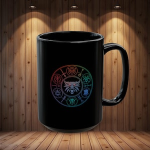 Witcher Signs Black Ceramic Mug, Glossy Coffee Cup, Microwave Dishwasher Safe