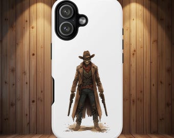 Funda para teléfono de pistolero ghoul, arte de vaquero postapocalíptico, fan art de superviviente del páramo