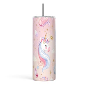 Cute Unicorn Pattern Digital Tumbler PNG, Seamless Glitter Girls Pattern, Kawaii Pastel Rainbow Digital Paper Design
