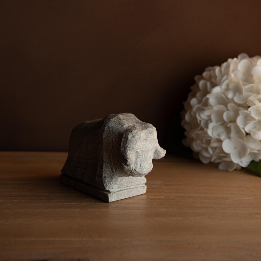 Vintage Stone Bison Sculpture · Hand-carved Animal Figurine · Brutalist ...