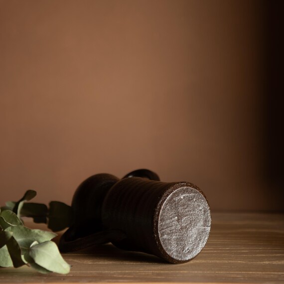 ヴィンテージブラウン陶器花瓶 – 手作り陶器、侘び寂びインテリア