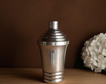 Vintage Silver Plated Art Deco Cocktail Shaker, European Barware, 1930s
