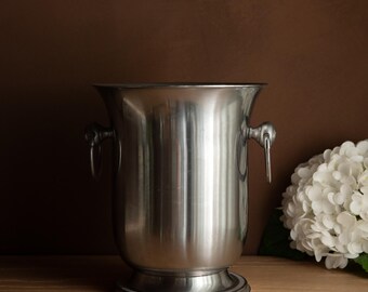 Vintage Jean Couzon Stainless Steel Champagne Cooler, French Mid-Century Barware, 1970s–1980s