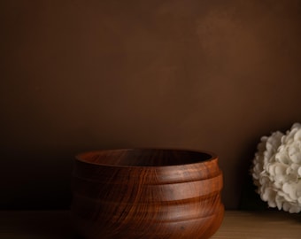 Vintage Teak Wood Bowl · Mid Century Modern Salad Fruit Bowl · Scandinavian Wooden Centerpiece