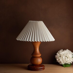Vintage Pine Table Lamp Base, Turned Wood, Scandinavian Modern Style, 1970s Lighting
