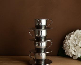 SERGIO ASTI Boca Espresso Set for Two, Italian Modern Stainless