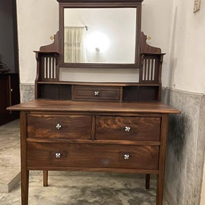 Vintage Nadun Wood Dresser | Restored Tall Chest of Drawers | Elegant Wooden Storage Cabinet Furniture 41x21x62