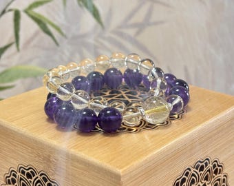Pulsera de cristal personalizada: diseño BaZi de los cinco elementos, piedra preciosa natural para el equilibrio, la suerte y la abundancia. Donación benéfica incluida.