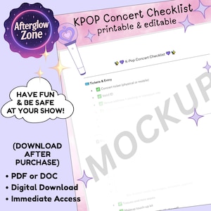 K-pop Concert Checklist PDF File Digital Download Kpop Checklist Kpop Fans Safety Health Fun Concert Fandom Summertime Kpop Tour Bias Idols