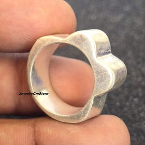Boho Signetring i sterlingsilver, fyrkantig lillfingring, handgjorda smycken