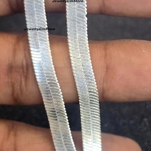 Handmade Sterling Silver Herringbone Chain Necklace – Antique Oxidized Finish