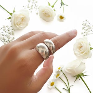 Handmade Sterling Silver Dome Ring Set - Chunky Boho Statement Rings