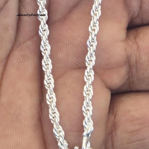 Handmade Sterling Silver Rope Chain Necklace, Antique Oxidized Vintage Finish, Unisex Italian Jewelry