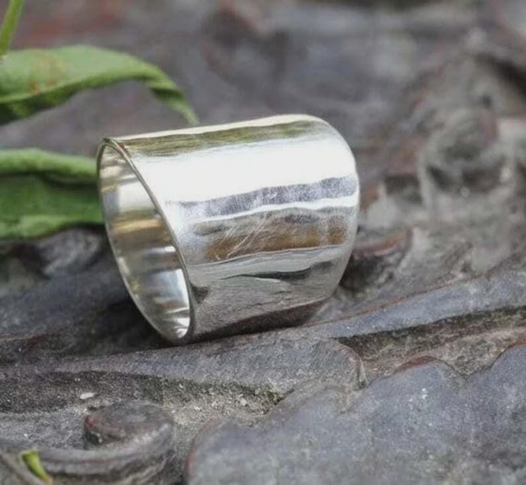 Handmade Chunky Sterling Silver Wide Band Ring, Boho Statement Jewelry ...