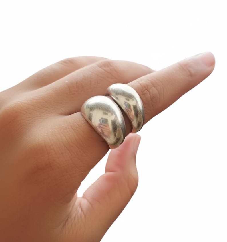 Handmade Sterling Silver Dome Ring Set - Chunky Boho Statement Rings - Etsy