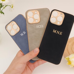 Personalized Suede iPhone Case, Engraved Initials, Custom Cover