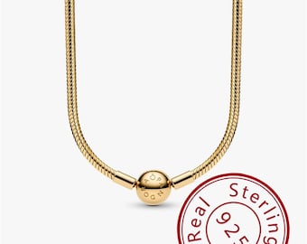 Pandora Moments slangenketting, 925 zilveren bedelketting, minimalistische ketting, sierlijke ketting, alledaagse damesketting, cadeau voor haar